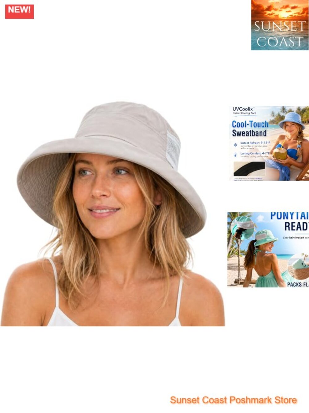 Ponytail Wide Brim UPF 50+ Sun Hat Foldable Adjustable Outdoor